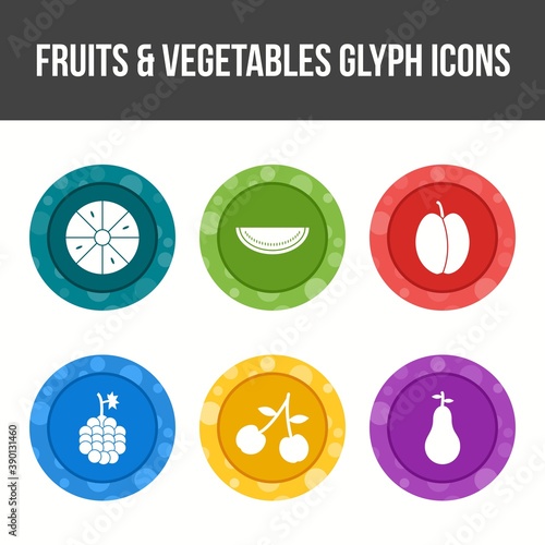 Unique Fruits and Vegetable Vector Icon Set
