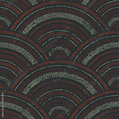 Seigaiha wave seamless pattern. Vintage print for textiles. Vector illustration in doodle style.