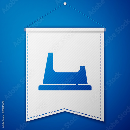 Blue Baby potty icon isolated on blue background. Chamber pot. White pennant template. Vector.