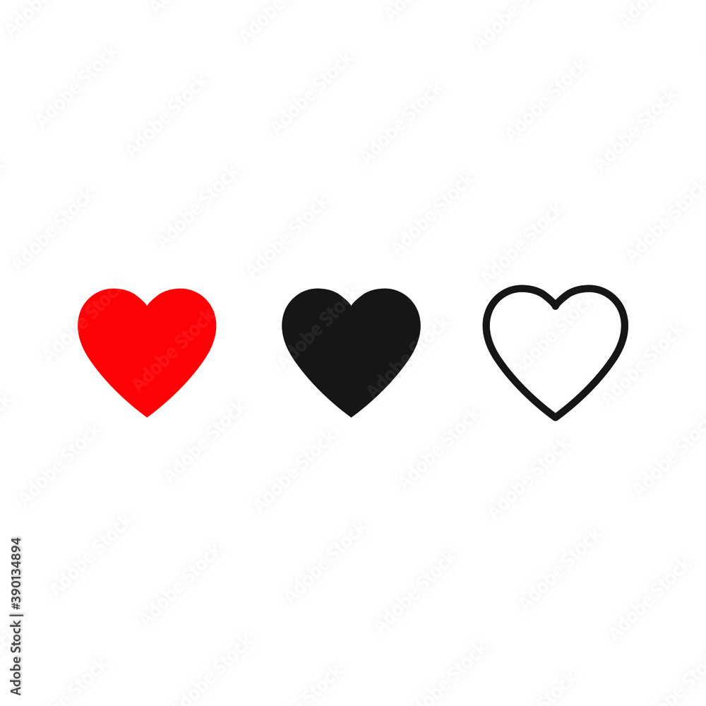 Red and black heart icons, love icon