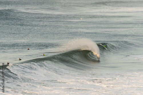 Perfect surfing spot in a nice autumn evening in north Spain