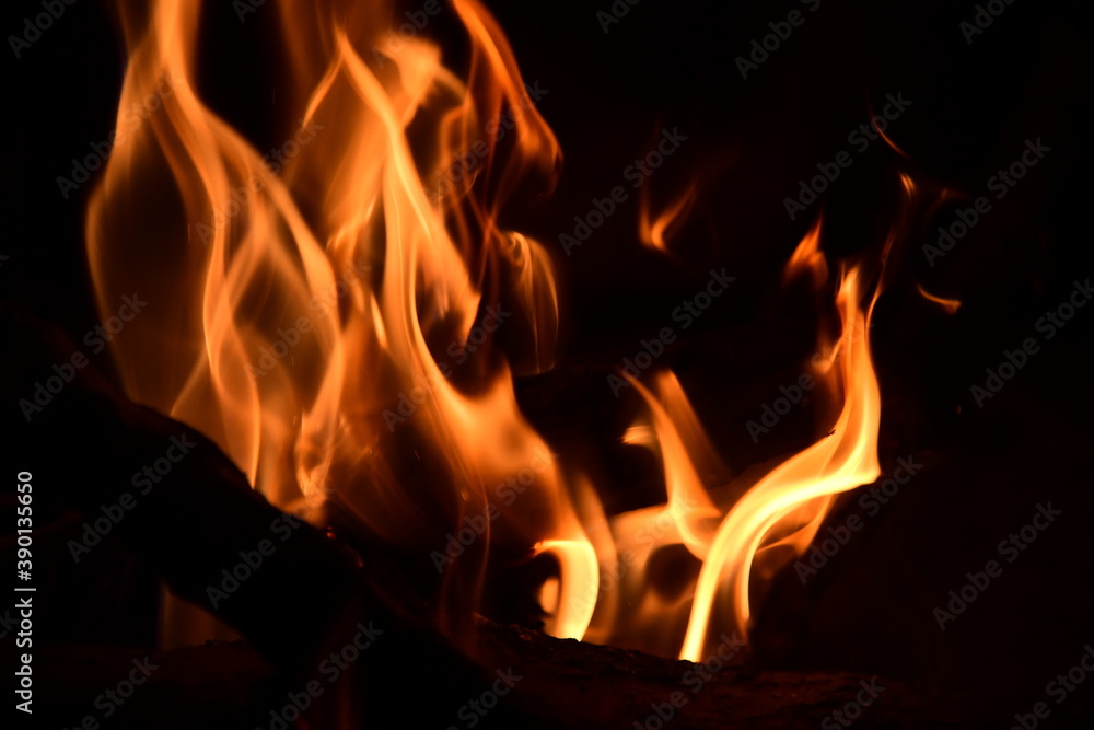 fire in the fireplace