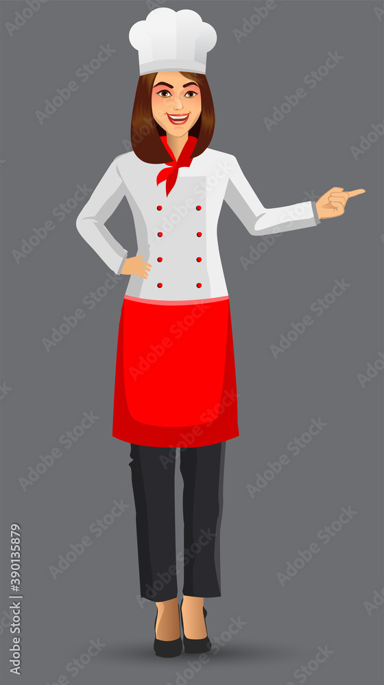 Chef Woman illustration on standing position. design template elements for your brochure, banner and web. Chef Woman illustration on standing position. design template elements for your brochure, banner and web.
