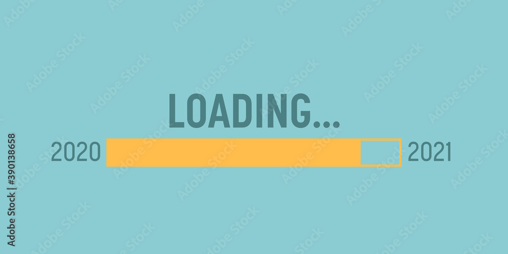 Obraz premium Loading bar for 2021 goal planning business concept, vector illustration for graphic design, flat style