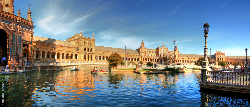 Europe - Spain - Beautiful views of the Plaza of Spain in Seville
