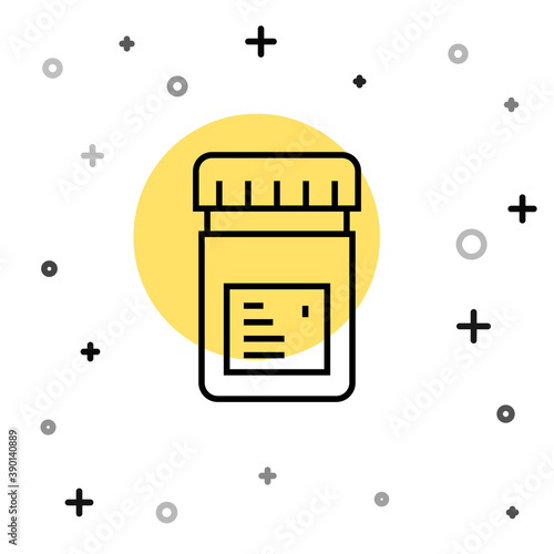 Black line Biologically active additives icon isolated on white background. Random dynamic shapes. Vector.