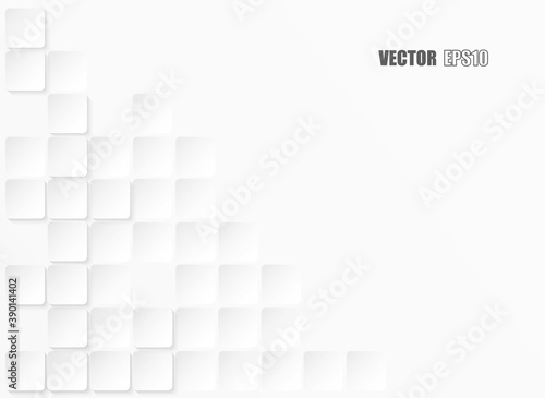 Abstract paper square white Background  light and shadow. Vector.