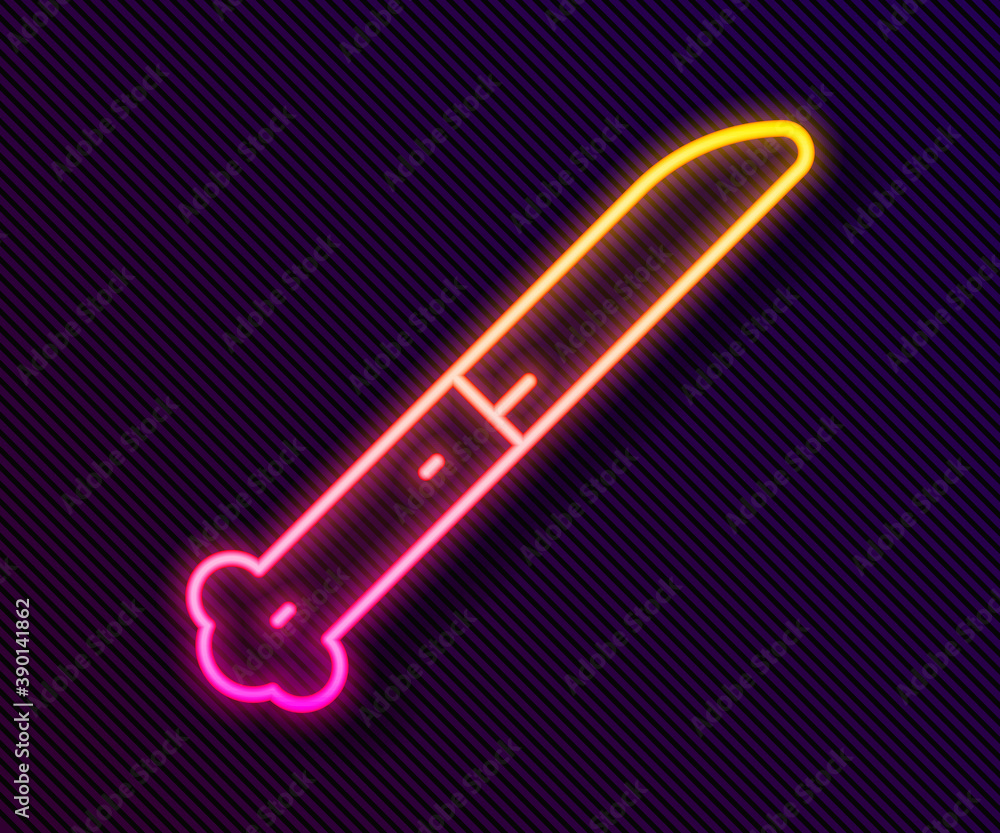Glowing neon line Knife icon isolated on black background. Cutlery symbol. Vector. Glowing neon line Knife icon isolated on black background. Cutlery symbol. Vector.