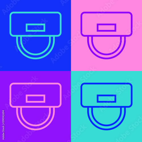 Pop art line Bellboy hat icon isolated on color background. Hotel resort service symbol. Vector.