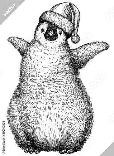 black and white penguin vector illustration