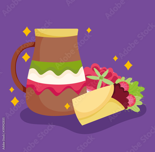 mexico culture food burrito and cup design