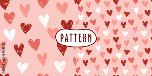 Red hearts seamless pattern - Vector