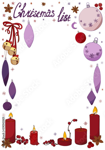Christmas wish list decorated for the New Year theme.