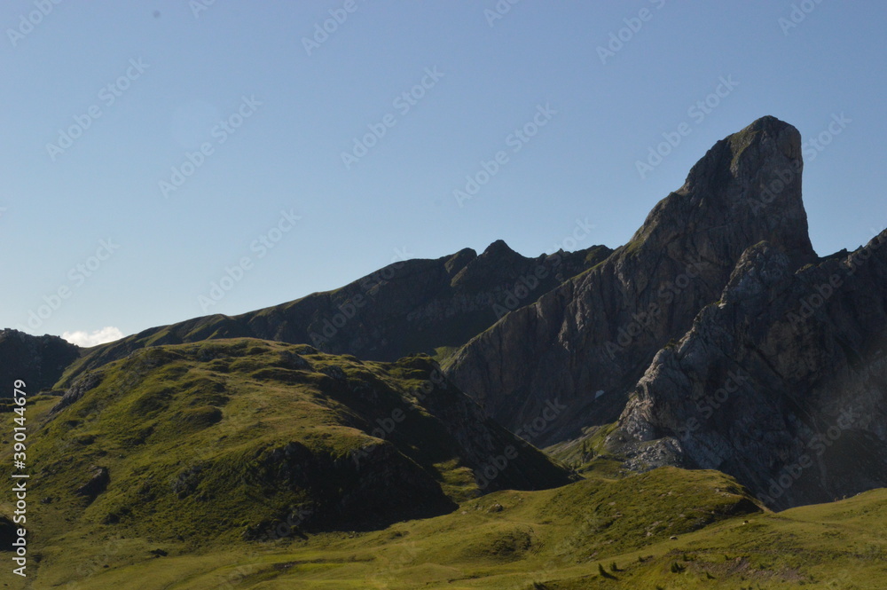 Obraz premium Hiking in the lush and dramatically beautiful Val di Fiemme and Passo Rollo in the Dolomites, Northern Italy