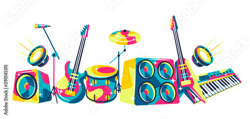 Background with musical instruments.