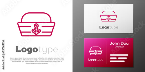 Logotype line Sailor hat icon isolated on white background. Logo design template element. Vector.