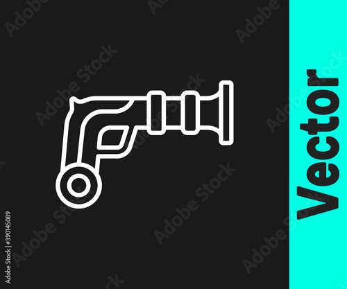 White line Vintage pistols icon isolated on black background. Ancient weapon. Vector.