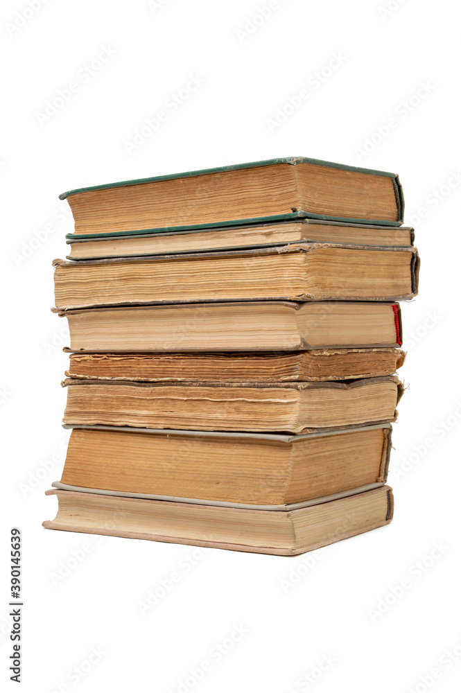 Big stack of old books on white background Big stack of old books on white background