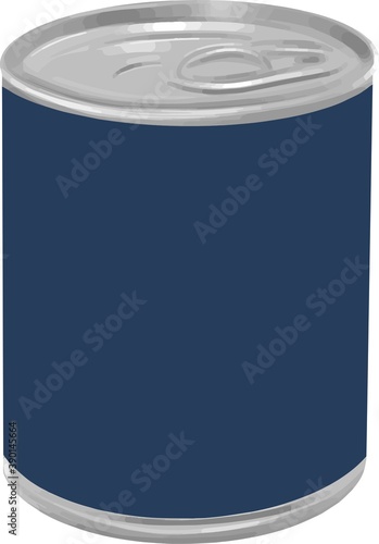 Simple minimal blue unlabeled mockup hand drawn food can icon illustration vector design element isolated on a white background
