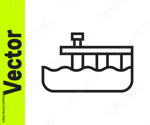 Black line Beach pier dock icon isolated on white background. Vector.