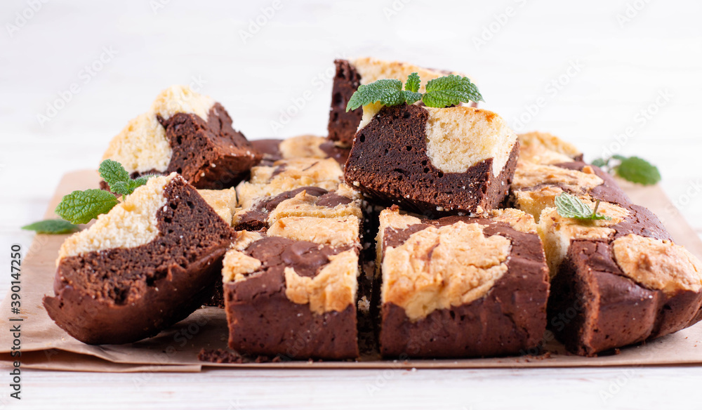 Trend baking Brookies. Banner. Сhocolate brownies and cookies