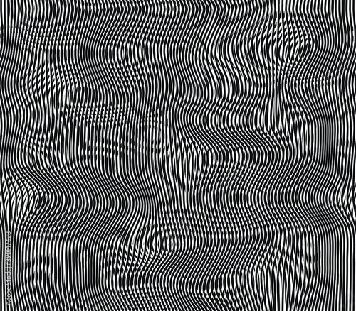 Moire seamless holographic vector background. Moire texture wavy lines optical illusion abstract background. TV screen effect. Distorted shapeful lines wallpaper.