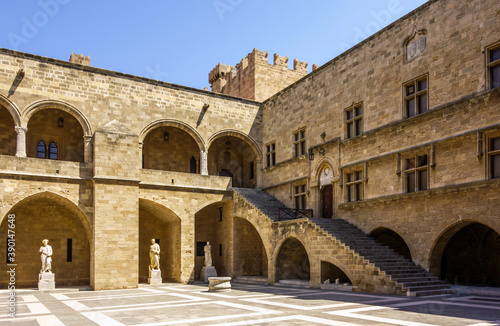 The Palace of the Grand Master of the Order of the Knights  courtyard  Rhodes  Greece