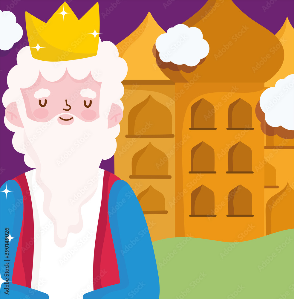 Fotografie nativity, manger caspar wise king cartoon