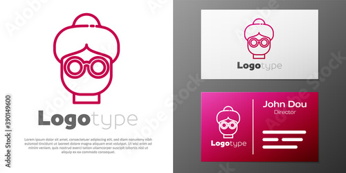 Logotype line Grandmother icon isolated on white background. Logo design template element. Vector.