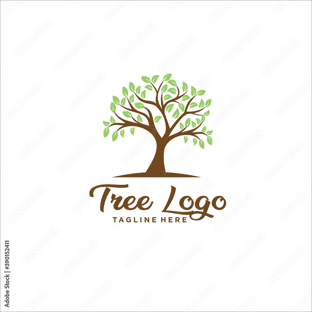 Obraz premium oak tree logo design template silhouette vector