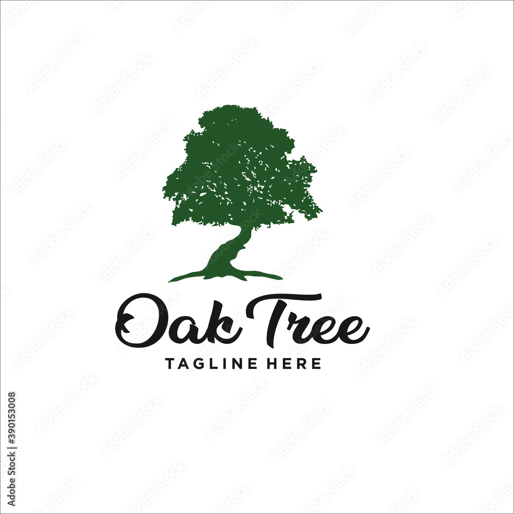 Obraz premium oak tree logo design template silhouette vector green