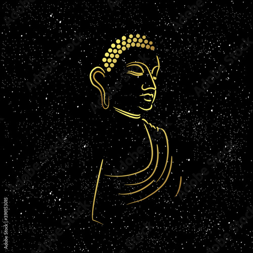 Golden buddha head with golden border element
