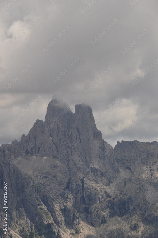 Hiking in the beautiful mountains of Val di Fiemme in the Dolomites of Northern Italy, Europe