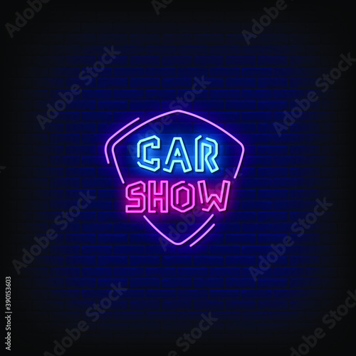 Car Show Neon Signs Style Text Vector