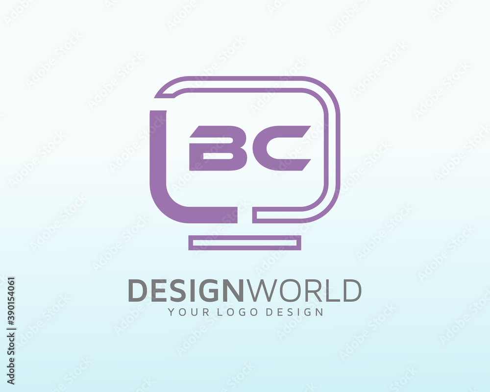 Computer vector template on letter BC design, art and design Computer vector template on letter BC design, art and design
