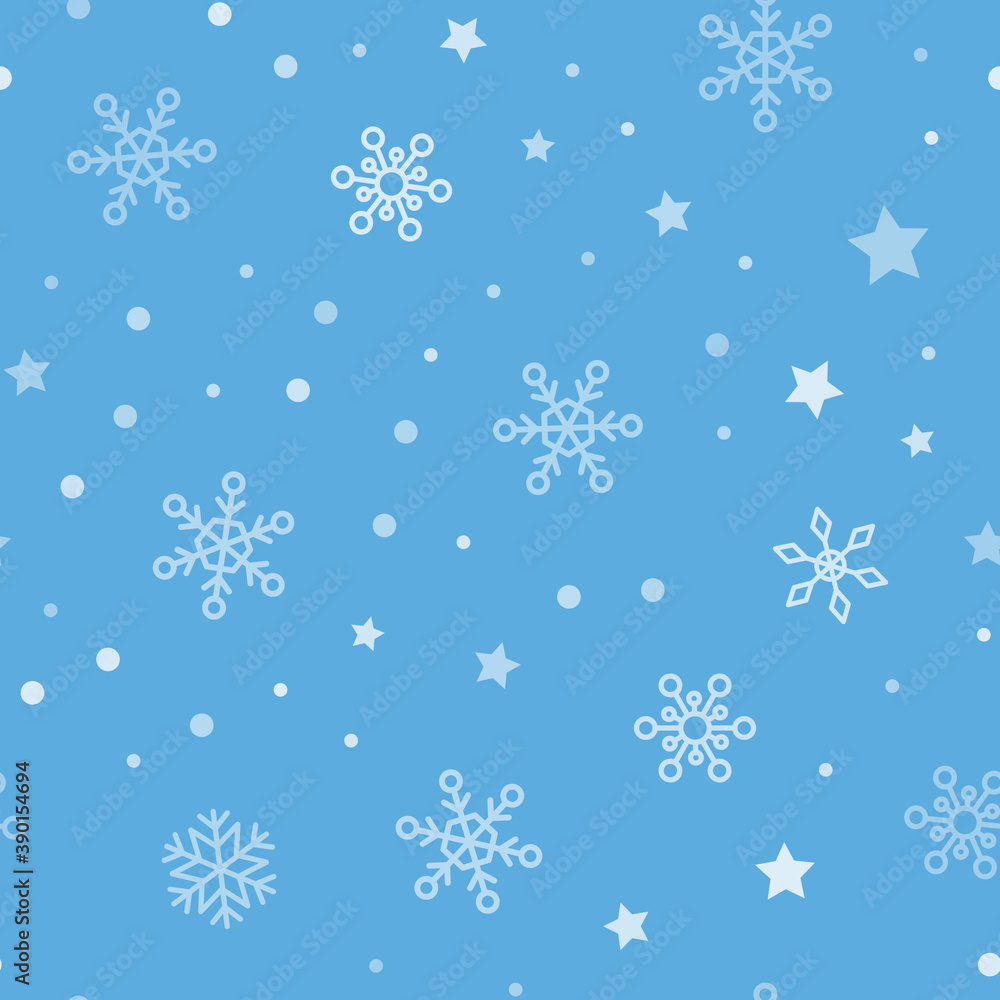 Snow vector pattern. Snowflake and stars seamless texture. Winter background. Vector elements. Snow vector pattern. Snowflake and stars seamless texture. Winter background. Vector elements.