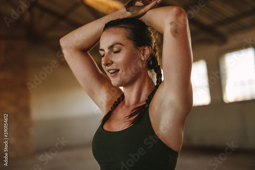 Woman taking a break after physical workout