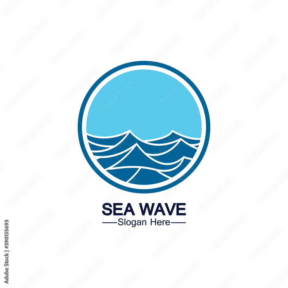 Water wave logo template icon vector illustration design. Wave In Circle Shape