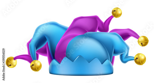 A court jester or carnival joker clown costume fool hat