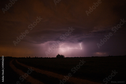 night thunderstorm in the field