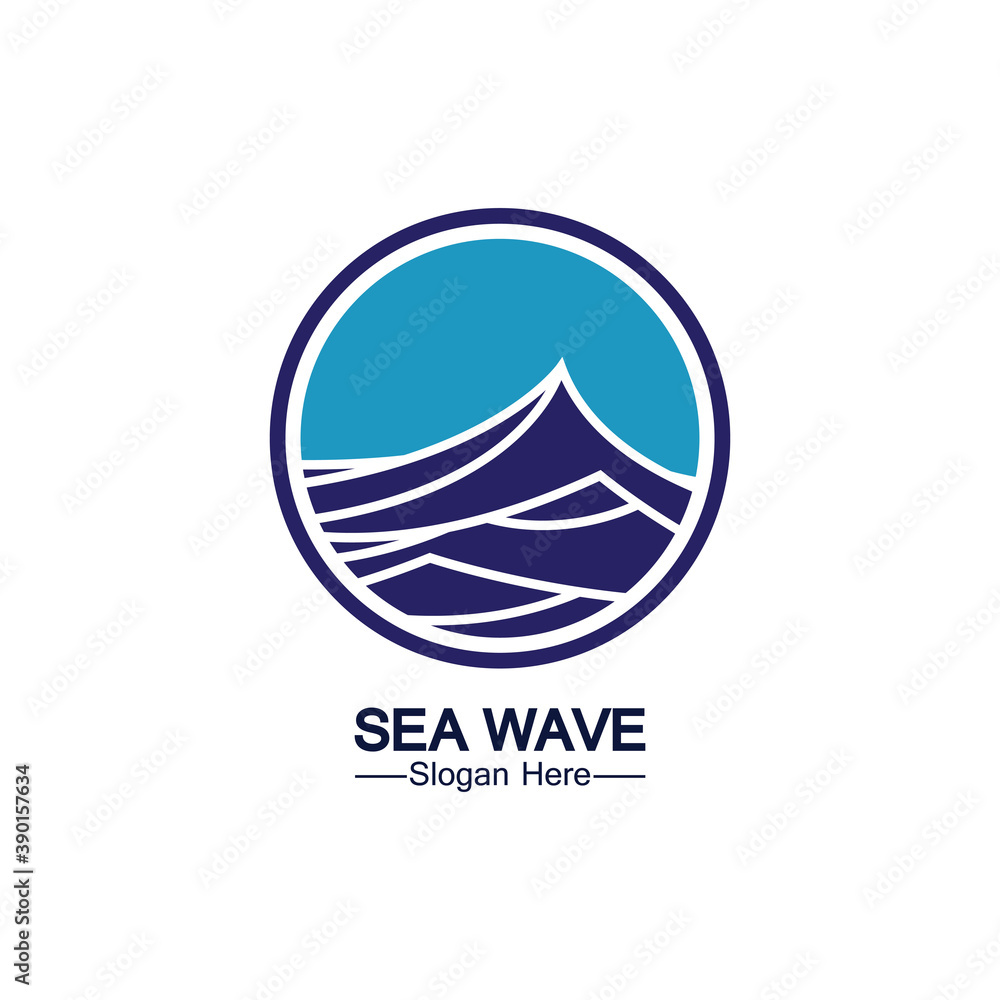 Water wave logo template icon vector illustration design. Wave In Circle Shape