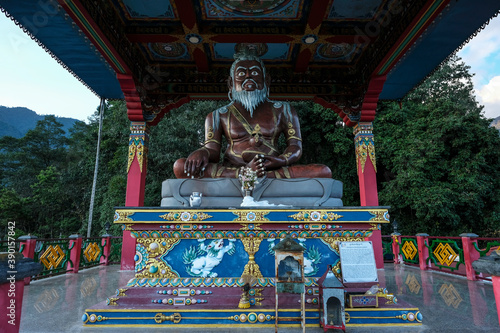 Statue of Thangtong Gyalpo in Thang Gyal Monastery on November 1, 2020 in Yuksom, Sikkim, India. photo