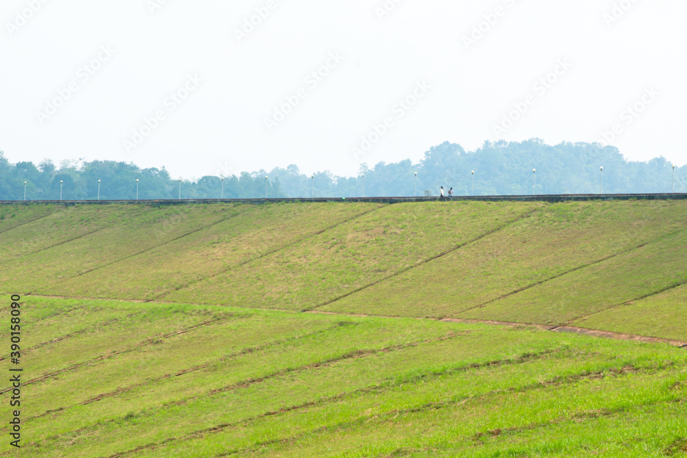 Beautiful meadow from the Banasura sagar dam in Western Ghats, Wayanad, Kerala
