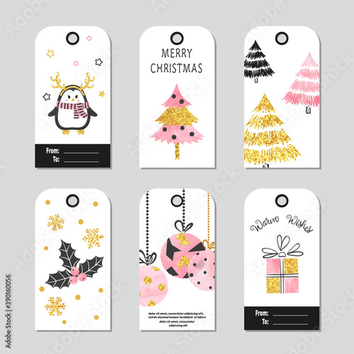 Christmas gift tags with cu...