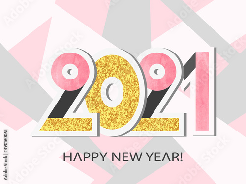 Happy New Year 2021. Vector...