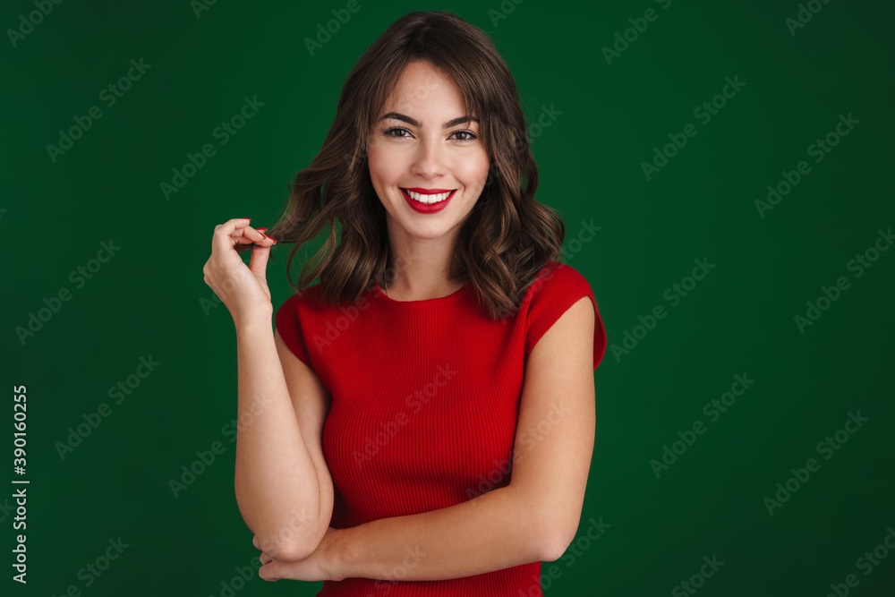 Beautiful happy brunette girl smiling and looking at camera Beautiful happy brunette girl smiling and looking at camera