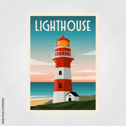 lighthouse background template poster illustration design