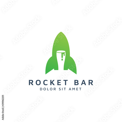 rocket and bar negative space logo design