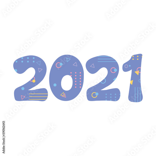 2021 new year, memphis style retro in numbers card number