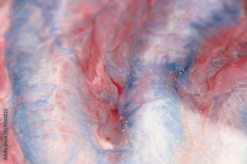 Abstract resin art background: blue and red
